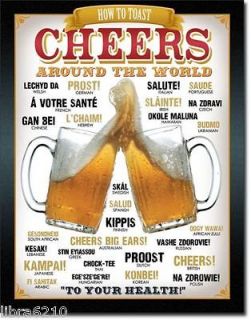 HOW TO TOAST CHEERS AROUND THE WORLD Bar Beer Funny Tin Metal Sign
