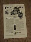   FILMO MOVIES antique b&w BELL HOWELL movie camera projector