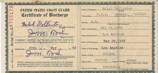 MARINE DISCHARGE CERTIFICATE VINTAGE IDed POST WWII