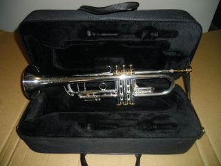 King Silver Flair Bb Trumpet 24K Gold Trim NICE Semi Pro 1st Valve 