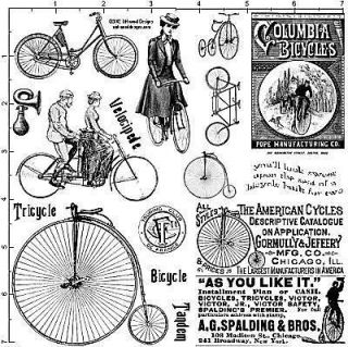 Unmounted Rubber Stamp Set OLD BICYCLES, PENNY FARTHING