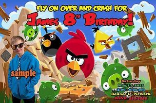 Angry Birds Custom Photo Birthday Party Invitations