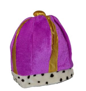 Soft Plush Purple and Gold Kings Crown Dress Costume Party Hat