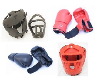 Pairs Pro Boxing Gloves & Pro Head Cage Guard Gears