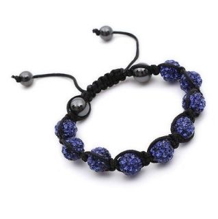 Deep Blue Color Unisex Czech Stone Crystal bead Shamballa Bracelet 