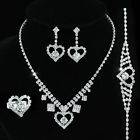 Crystal Heart Necklace Bracelet Ring Earrings Set S1124