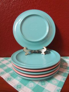   Prolon Ware Melmac Melamine Dishes Plates Pink Turquoise Blue 6.5