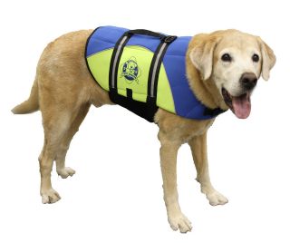 Blue & Yellow Neoprene Dog Life Preserver Jacket Water Safety 