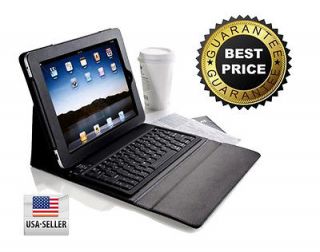   Leather Case with Bluetooth Wireless Keyboard for iPad 3 & iPad 2