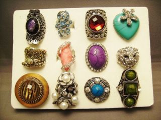   RINGS BLING LOT WHOLESALE COSTUME FASHION JEWELRY ADJUSTABLE BAND
