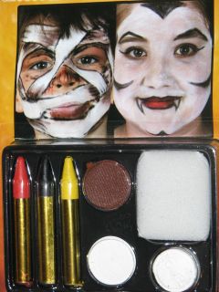 NEW HALLOWEEN MAKEUP KIT FACE PAINTING CRAYONS WHITE BLACK RED BLUE 