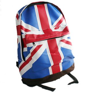 New Women Men Fashion School Book Campus Bag Backpack UK Flag Pattern 