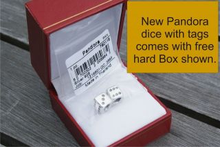 New Authentic Pandora sterling silver dice bead hard box + tag 