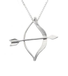   925 Sterling Silver Bow & Arrow Hunting Archery Charm Pendant Necklace