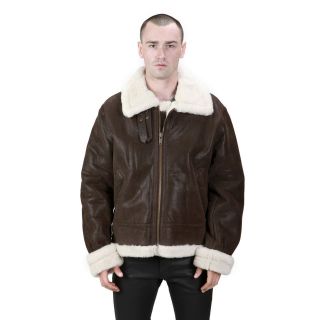 Ramonti Mens Brown B 3 Bomber Genuine Leather Fur Jacket S M L XL 2XL 
