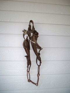 ANTIQUE HORSE BRIDLE WITH BIT VERY RUSTIC 23 END TO END LQQK!