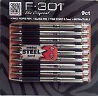 New 9pk Zebra F 301® Stainless Steel Ball Point Pen