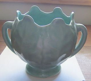   Green Monmouth Western Stoneware Planter   Cabbage Leaves Pattern