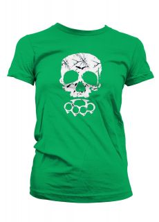 Skull With Brass Knuckles Tattoo Gothic Death Girls Juniors T shirt