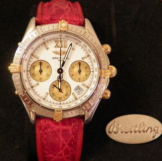 SALE Breitling Chronomat Watch 18K gold trim Auth seri​al # Original 