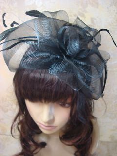 NEW Gothic Lolita Nana Feather Wedding Hat Cage Veil Black