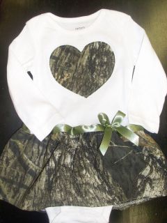 Mossy Oak/ Hunting/ Camo/ Infant   Baby Girl Onesie Dress (Sizes 3mos 