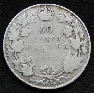   George V Canadian .Sterling Silver 50 cent Half Dollar Key Date coin