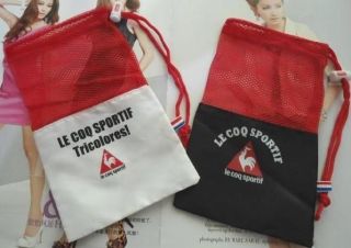 2x LE COQ SPORTIF 9.4x5.5 Small Mesh Nylon Drawstring Bag Pouch 