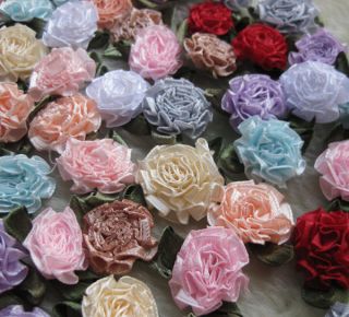 200/40 U Pick Ribbon Flower carnation Appliques sewing/craft/wedding 