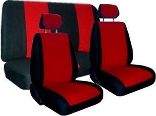 RED BLACK VELOUR CLOTH CAR TRUCK LOW BACK SEAT COVERS (Fits: Fit)