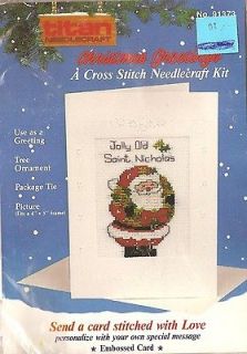 TITAN Cross Stitch Christmas Card Kit JOLLY OLD SAINT NICHOLAS Free 