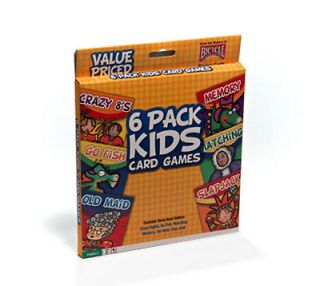 Bicycle 6 Pack Kids Card Games go fish crazy 8s old maid slapjack 