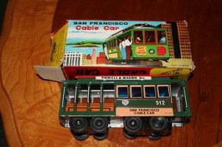 Vintage Japanese Tin pullback toy, San Fransisco Cable Car, NEAR MINT