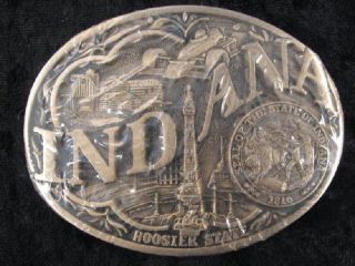 Vtg Award Design Medals State Series Indiana Brass Belt Buckle   First 