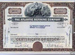 The Atlantic Refining Company Stock Certificate Brown Oil Arco