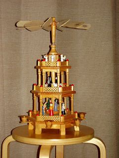 Charming 18 3/4 H, 3 Tier Christmas Nativity Candle Carousel Wooden 