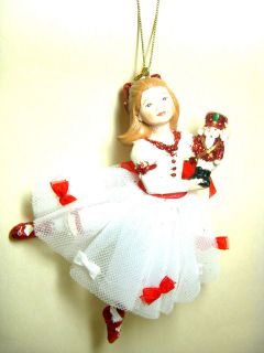 Nutcracker Ballet Clara in White Dress Christmas Ornament NEW
