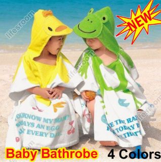   Toddler Cotton Cartoon Animal Bathrobe Bath Towel Beach Hooded Robe