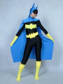   zentai superhero Halloween costumes batwoman with cape size S XXL