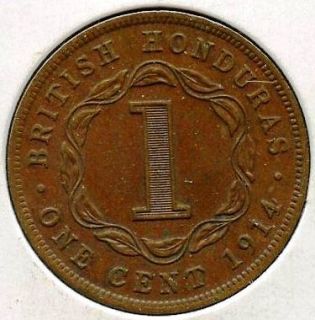 British Honduras 1914 One Cent Coin   King George V   Z379