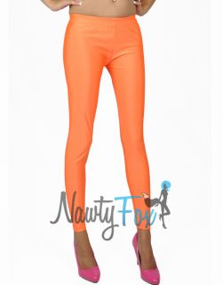 Orange Shiny Lycra Spandex Yoga Roller Derby Dance Tights Leggings S 