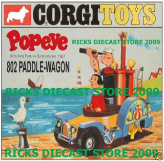 Corgi Toys 802 Popeyes Paddle Wagon Shop Display Sign