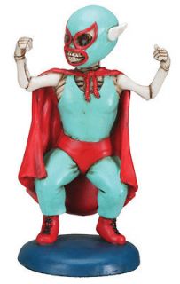   Day of the Dead Min Lucha Dore Mexican Wrestler Skull Figurine Statue