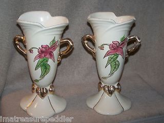 Hull Art Pottery 2 Woodland Vases   W 18 10 1/2