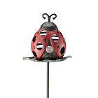 Lady Bug on Lily Pad Red & Black Candle Holder Garden Plant Stake Iron