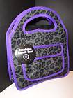 Insulated Soft Lunch Bag Box Tote Neoprene $29 Purple Grey Cheetah 