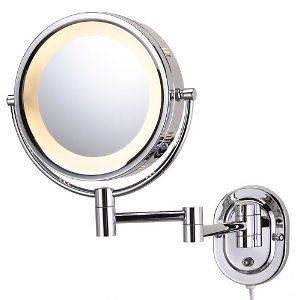 WALL MOUNT Magnifying MIRROR Lighted MAKEUP SHAVING Chrome New