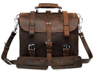   Leather Mens Briefcase Backpack Laptop Bag Travel Huge 16.5,M71