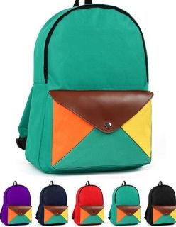 New Leather Color Pocket Women Ladys Girls Mens Unisex Backpack School 