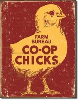   Farm Bureau Co Op Chick Hen Metal Tin Sign Home Room Decor Poster